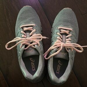 Asics Gray and Pink Athletic Shoes for Running